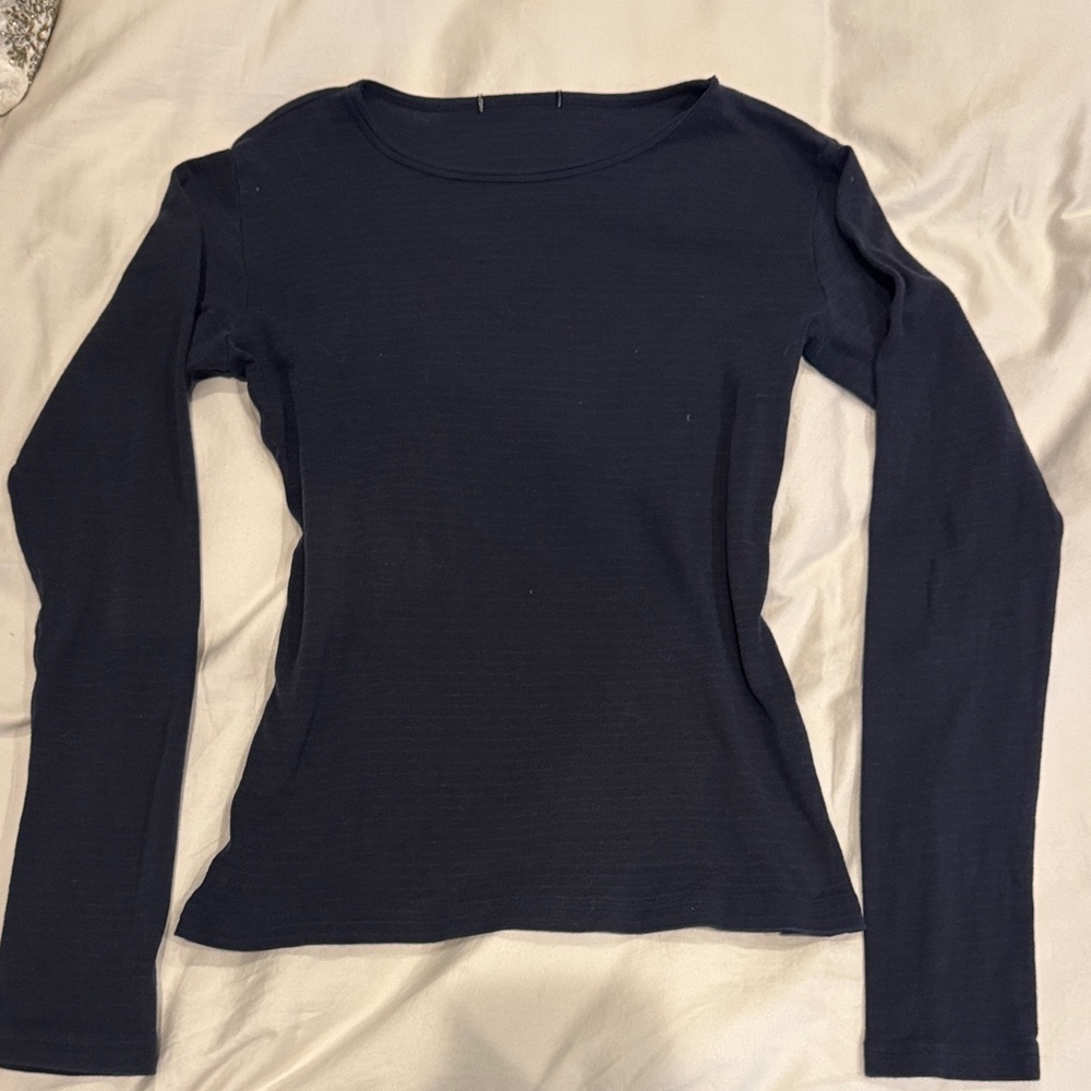 Brandy Melville Boatneck striped navy long sleeve top